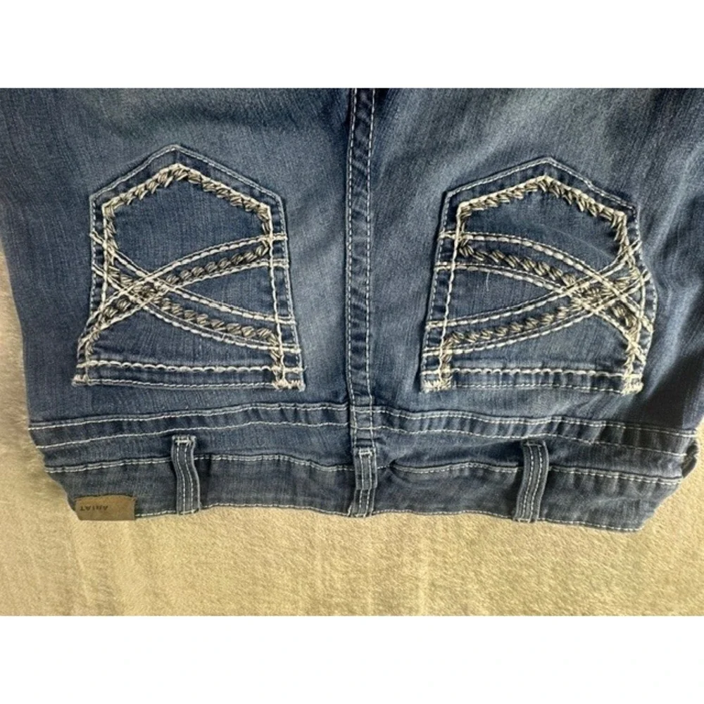 Ariat Denim Trouser Womens 16WL Blue Jeans Wide Leg Mid Rise Contrast Stitch